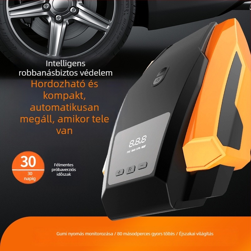 Digitális kijelzős autópumpa, 12V, 120W, 2.85 m kábel, világítás és nyomásmérő