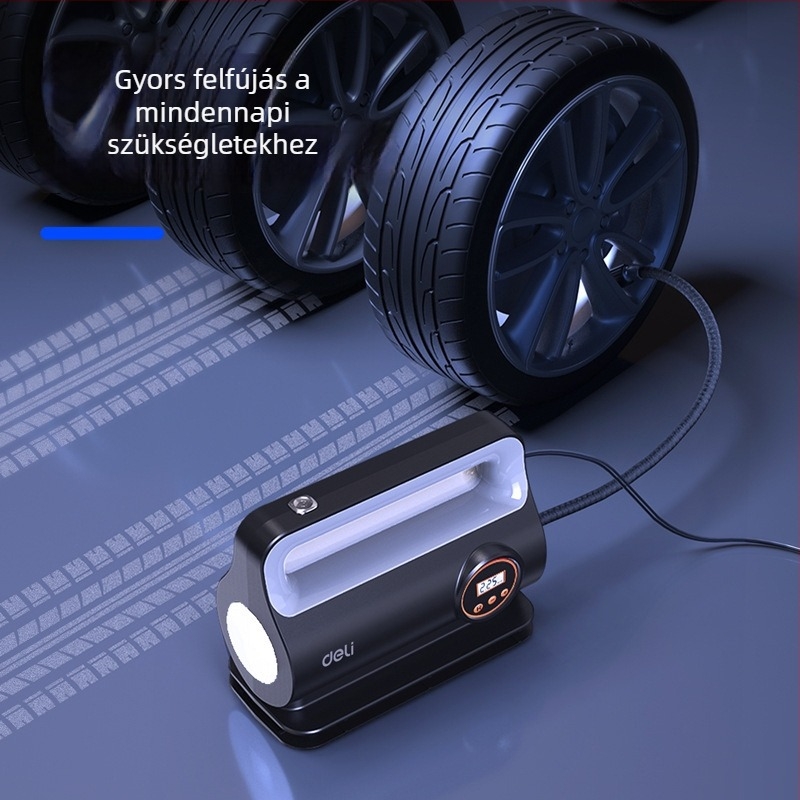 Autó légpumpa digitális kijelzéssel és előre beállított automatikus kikapcsolással, 12V, 100W, 3,25 m tápkábel