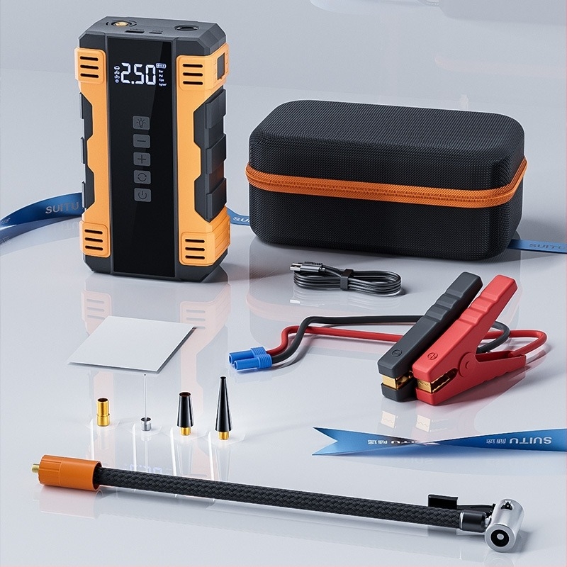 Autó felfúvó és vészindító – 14.8V, 120W, 35 L/min, Digitális kijelző, Működés 5–20 perc