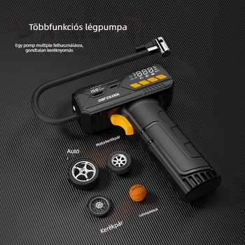 Vezeték nélküli autó légpumpa digitális kijelzővel, újratölthető, 12V, 80W, 30 L/min, hordozható autókhoz és kerékpárokhoz