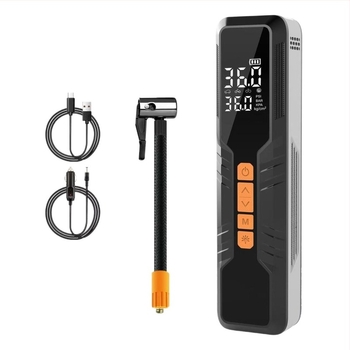 Autó gumi pumpa, kompakt, digitális kijelzővel, USB töltés vagy autós szivargyújtó tápellátás, 80 W, 11,1 V, 25 L/perc