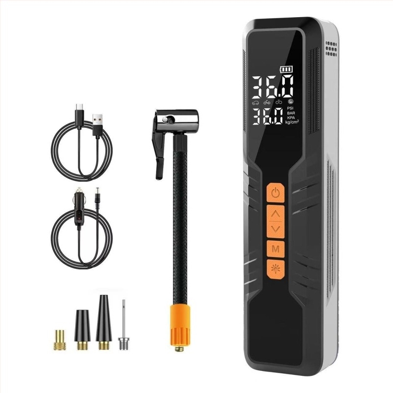 Autó gumi pumpa, kompakt, digitális kijelzővel, USB töltés vagy autós szivargyújtó tápellátás, 80 W, 11,1 V, 25 L/perc
