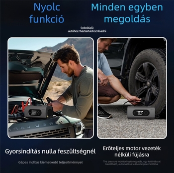 Harels autóindító – All-in-One vészáramforrás, 12V bemenet/kimenet, CE/FCC/ROHS/ISO 9001