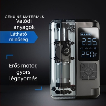 Autó inflációs pumpa digitális kijelzővel, 12V, 100W, 25 L/perc, USB töltés