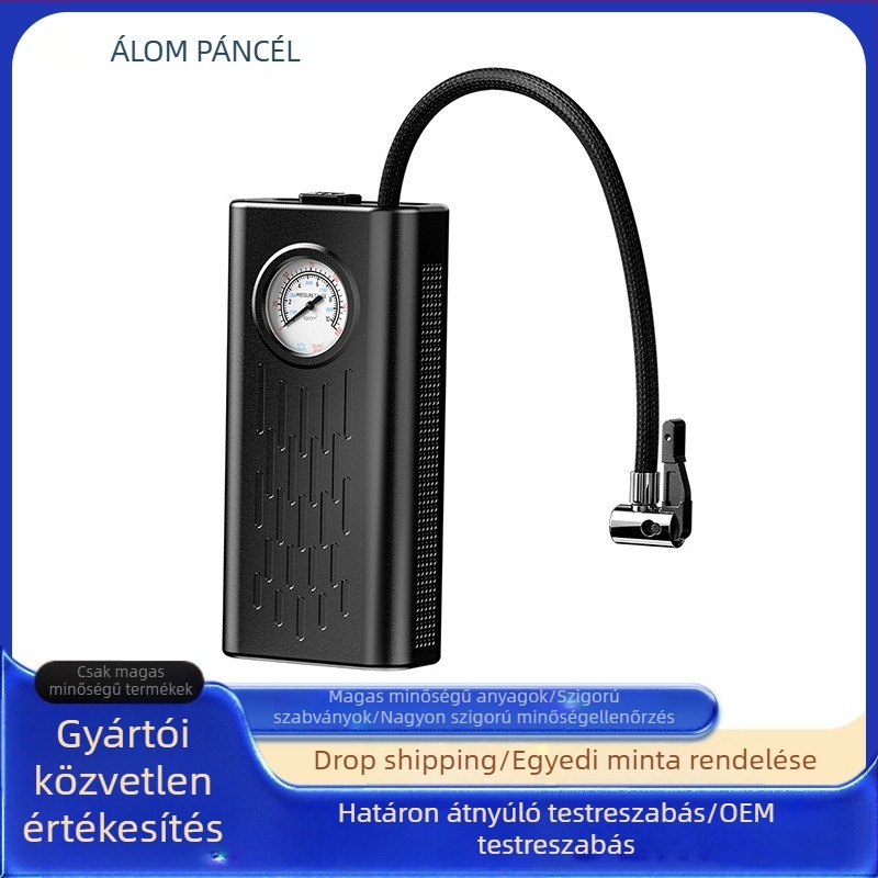 Vezeték nélküli autó légpumpa manométerrel, 12V, 220W, 30 L/min, 5–20 perc üzemidő