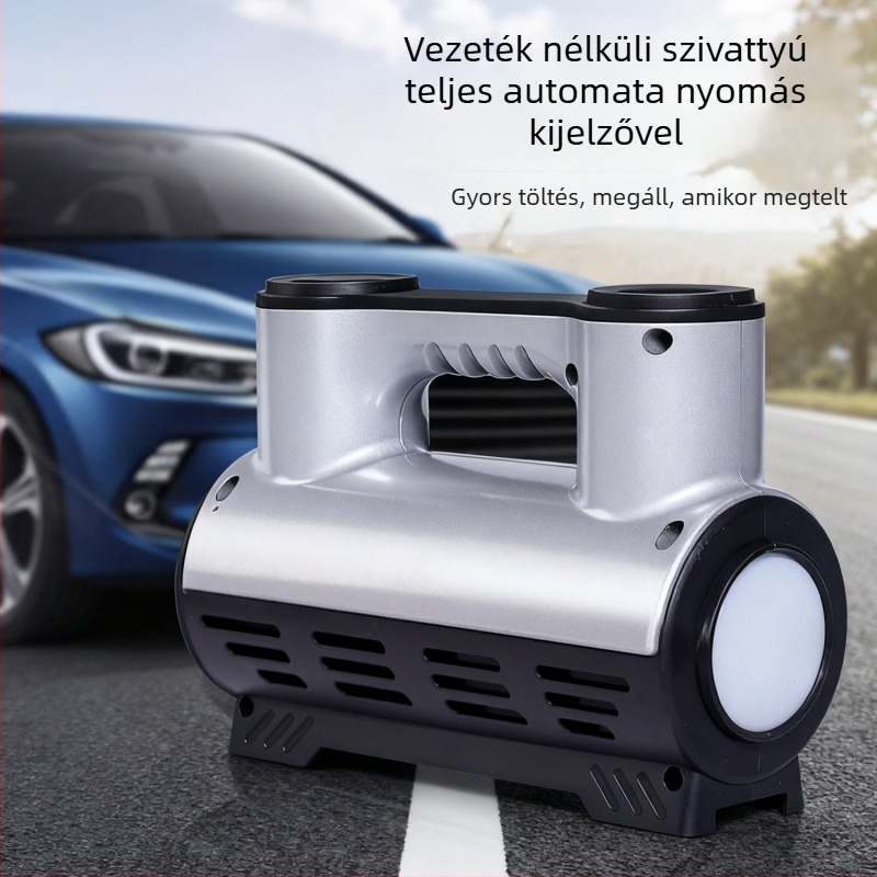 Autó guminyomó inflátor — erős, hordozható, 12V, 100W, 35 L/min, 2,8 m kábel, tömeg 0,78 kg