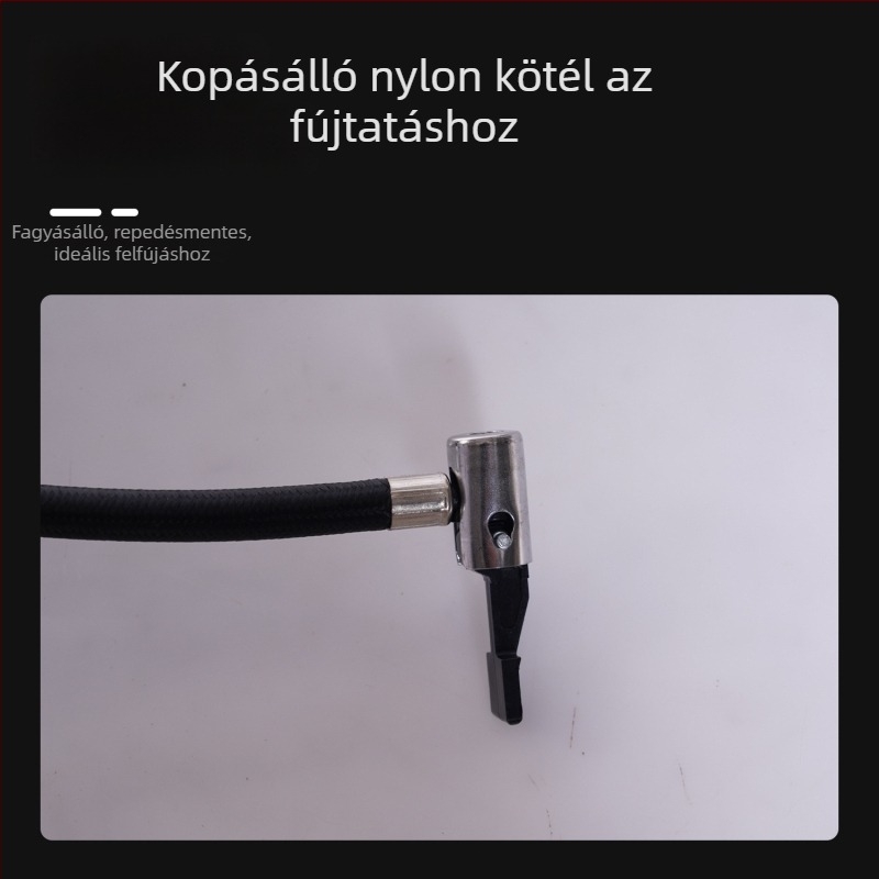 Autó guminyomó inflátor — erős, hordozható, 12V, 100W, 35 L/min, 2,8 m kábel, tömeg 0,78 kg
