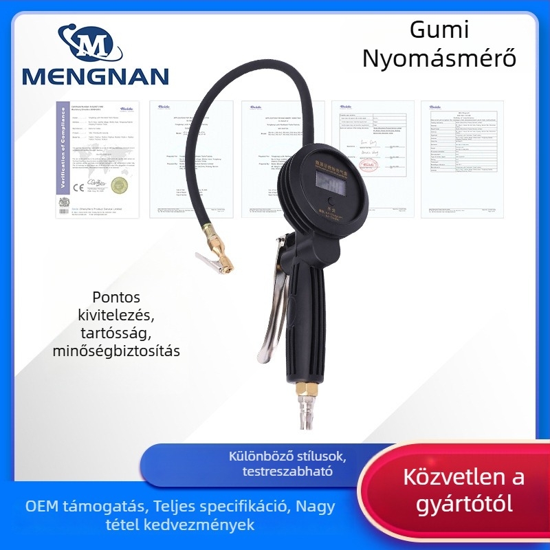 Gumiabroncsnyomás-mérő olajban merült szenzorral és éjjellátó kijelzővel – 0–60 psi tartomány, réz felépítés, különböző mértékegységek