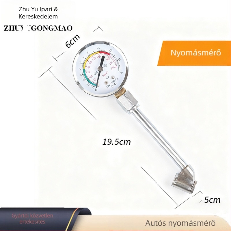 Digitális gumiabroncsnyomás-mérő tűs kijelzővel, tartomány 0–70 psi, pontosság 0.1 MPa, több egység megjelenítés, fémtok, Zy