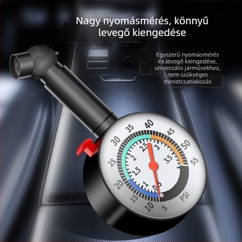 Autó gumiabroncs nyomásmérő, ABS + rozsdamentes acél, 0–500 PSI, felbontás 700, súly 100 g
