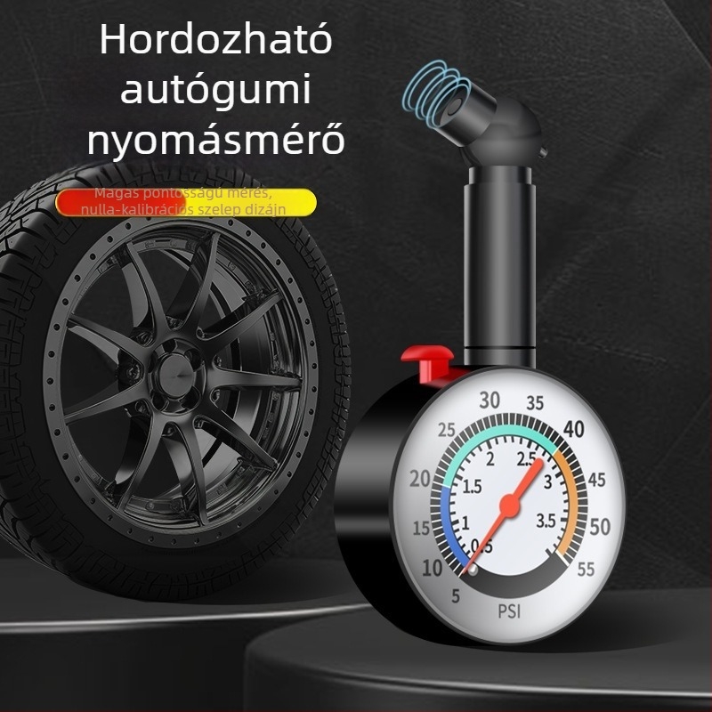 Autó gumiabroncs nyomásmérő, ABS + rozsdamentes acél, 0–500 PSI, felbontás 700, súly 100 g