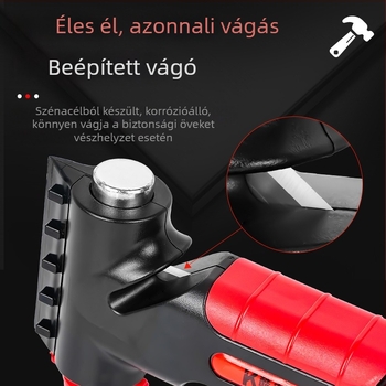 5 az 1-ben vészhelyzeti eszköz: ablaktörő, multifunkcionális kalapács, biztonsági öv vágó, gumiabroncsnyomásmérő (10-100 psi), hótoló lapát