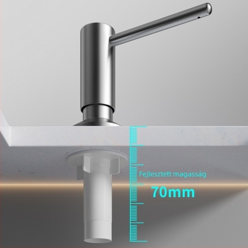Rozsdamentes acél szappanadagoló | Kézi nyomásos működés; Fúrás nélküli szerelés; Modern minimalist stílus; Tömeg: 350 g