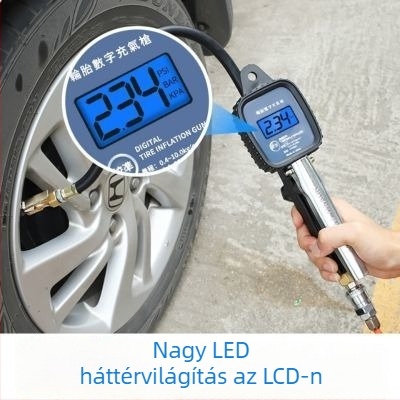 Magas pontosságú guminyomás-mérő felfújási fejjel és számoló kijelzővel, légpisztolyos fúvófej