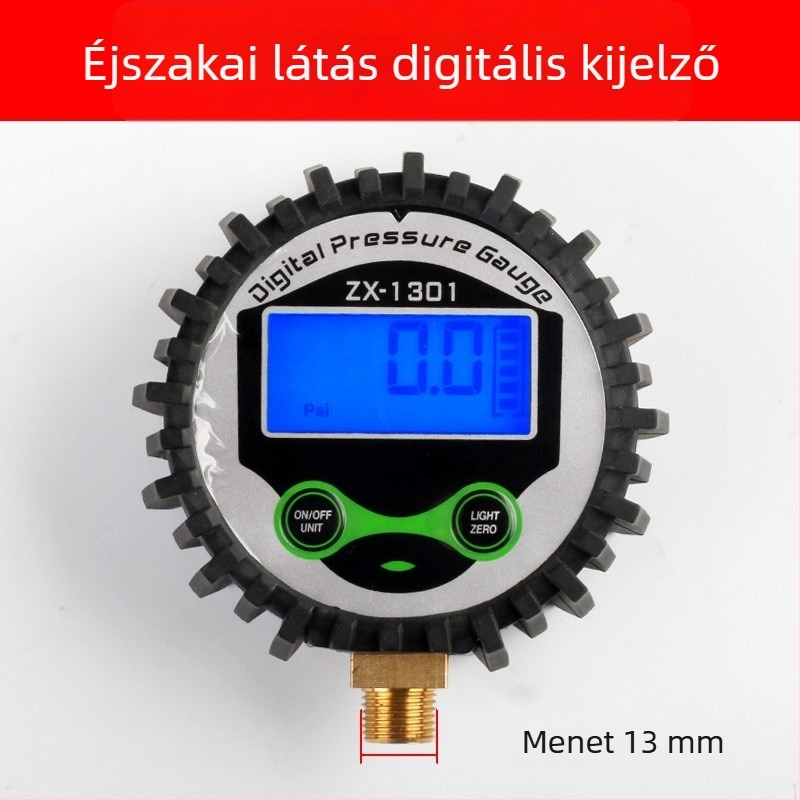Digitális autógumi nyomásmérő kijelzővel, 0–230 PSI tartomány, 0,1 BAR pontosság