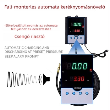 Teljesen automata falra szerelhető autógumi fújó beépített nyomásmérővel, modell DP-Q03