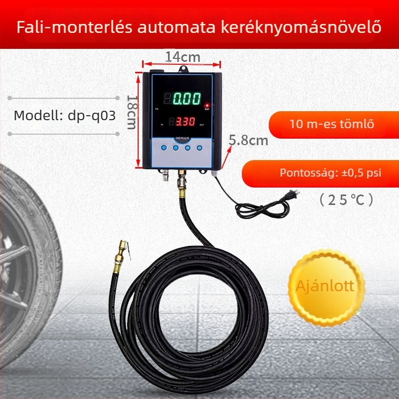 Teljesen automata falra szerelhető autógumi fújó beépített nyomásmérővel, modell DP-Q03