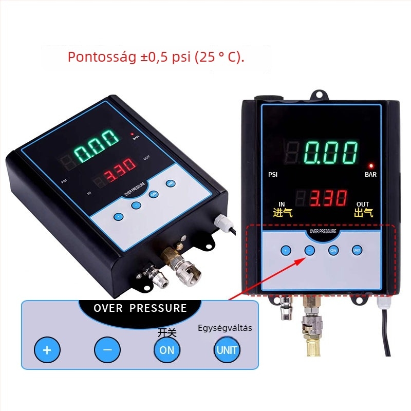 Teljesen automata falra szerelhető autógumi fújó beépített nyomásmérővel, modell DP-Q03