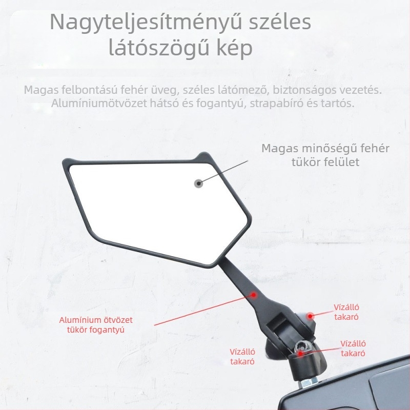Elektromos kerékpárhoz univerzális négyzetes hátsó tükör, alumíniumötvözet, modell 654186, 8/10 fogakkal szerelve