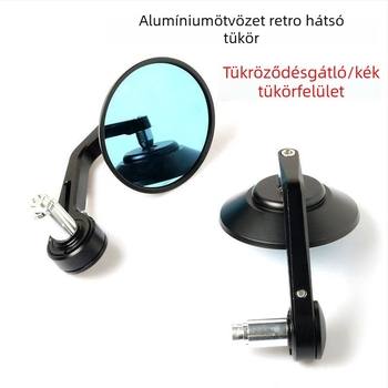 Motorkerékpár visszapillantó, CNC retro, alumínium ötvözet, kör tükör, elöl és hátul menetes rögzítés