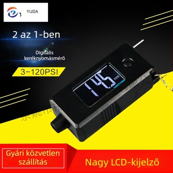 Kétfunkciós digitális gumiabroncsnyomás-mérő és profilmélység-mérő — 3–120 psi, pontosság ±1 psi, felbontás 0,5 psi, ABS, CR2032-elem