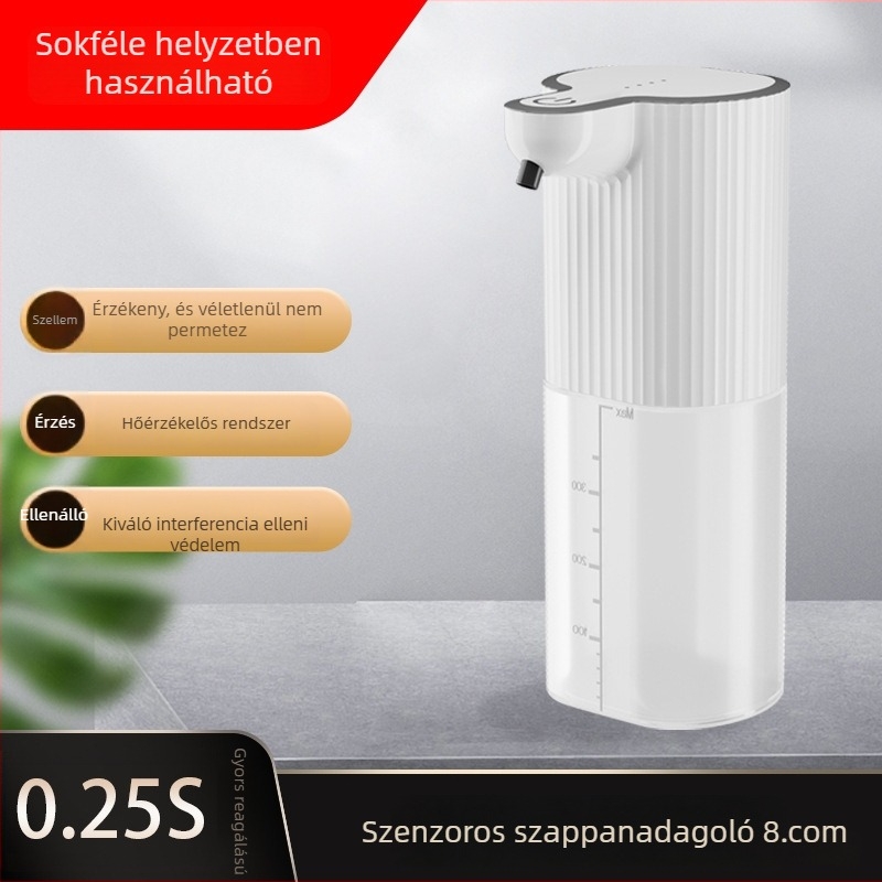 Automata szenzoros szappan- és kézfertőtlenítő adagoló (műanyagból, indukciós érzékelő, súly 50, modern minimalista stílus)