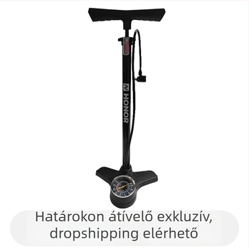 Kerékpár belsőpumpa manométerrel, többfunkciós, kézi használatú, kerékpárokhoz, elektromos autókhoz és motorkerékpárhoz — modell DQ8 6532K, anyag: vas, tömeg 851 g