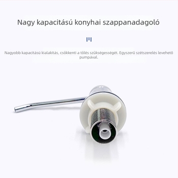 Réz testű konyhai mosogatótálca szappanadagoló, kézi nyomású működés, krómozott felület, modern minimalista stílus, súly 180 g