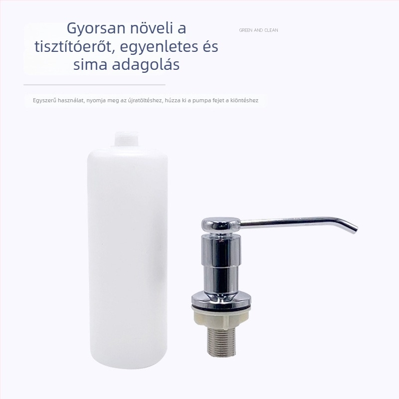 Réz testű konyhai mosogatótálca szappanadagoló, kézi nyomású működés, krómozott felület, modern minimalista stílus, súly 180 g