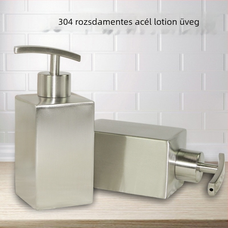 304 rozsdamentes acél kézi nyomógombos adagolóüveg, 0,15 kg, csiszolt felület, modern minimalist stílus, ideális kézfertőtlenítőhöz és sampon/dus-gél töltéséhez