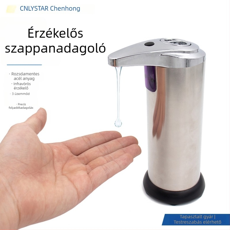 Rozsdamentes acél infravörös érintésmentes szappanadagoló otthoni használatra, automatikus