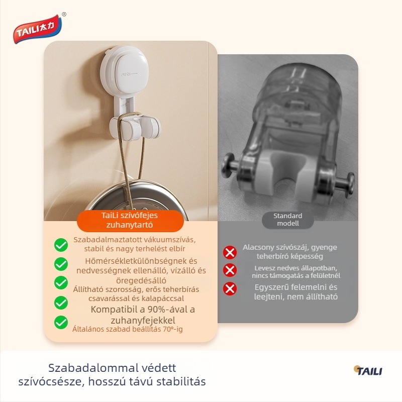 Gyerekeknek szánt falra szerelhető zuhanyfej-tartó, erős vákuumos tapadókoronggal, fúrás nélkül, mozgatható, egyszerű és modern stílusú