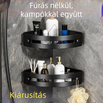 Lyuk nélküli fürdőszobai tárolópolc - ragasztóval rögzíthető, műanyag, egyszintes, koreai stílusú modern