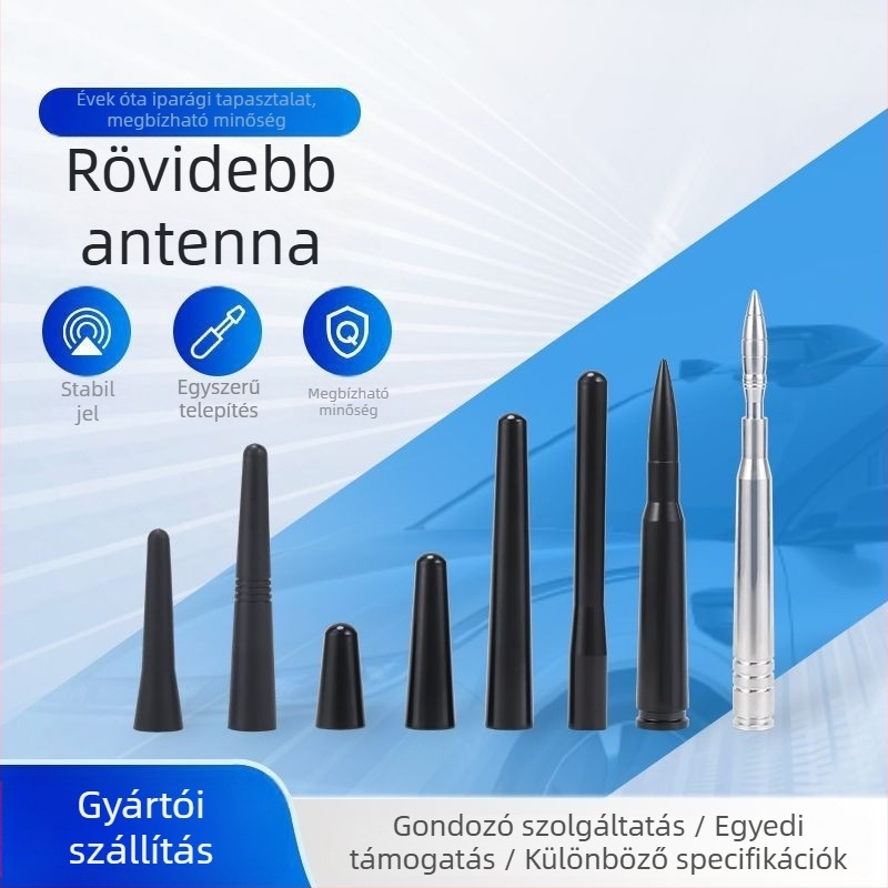 Autó rádió antenna menetes telepítéssel; univerzális kompatibilitás; 12 V működés; feldolgozás és testreszabás elérhető (Telepítés: menetes; Feszültség: 12 V; Kompatibilitás: univerzális; Testreszabás: elérhető)