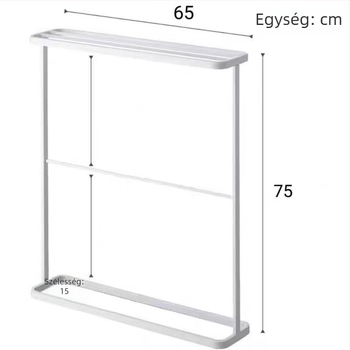 Függőleges fürdőszobai törölközőtartó, 3 rétegű, szénacélból, permetezett műanyag bevonattal, teherbírás 5–10 kg