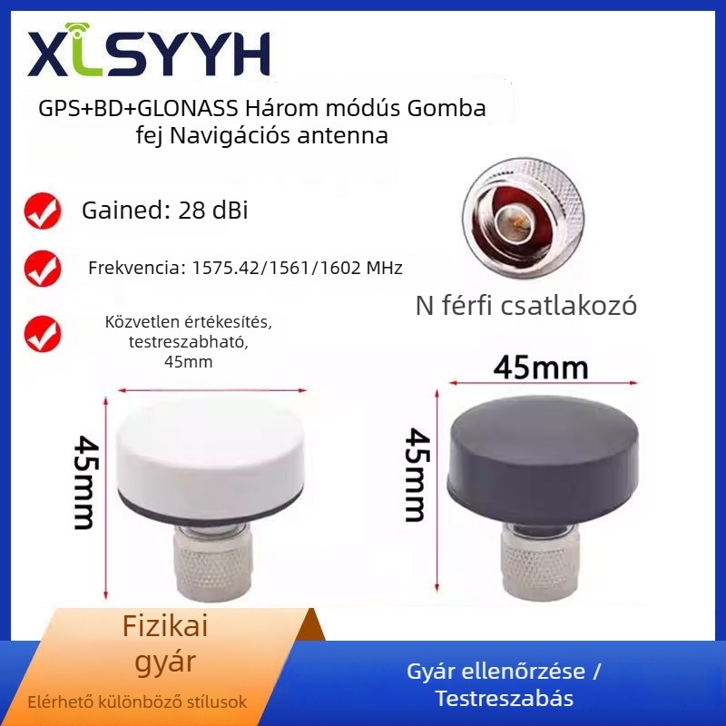 Hárommódú aktív külső autó navigációs antenna GPS, BeiDou és GLONASS, omni irányú, gombafejű fej