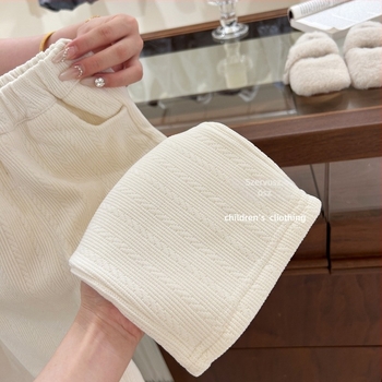 Koreai stílusú gyerekeknek készült széles lábú nadrág fleece-béléssel, középtalpas derék, téli