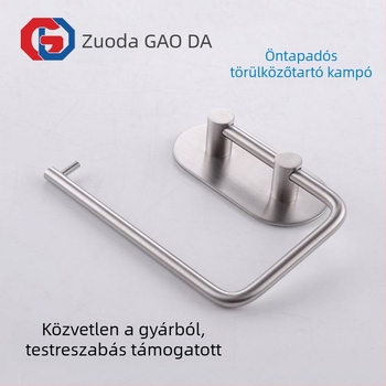 Rozsdamentes acél, fúrás nélküli fürdőszobai készlet: WC-papír tartó, konyhai papírtartó, törölköző kampó és törölközőtartó