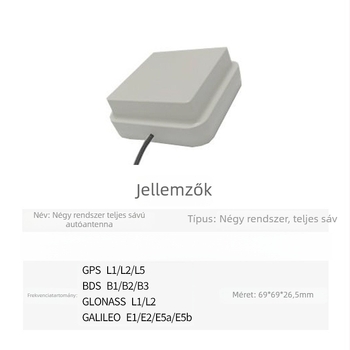 RTK GPS antenna külső járműre szerelt GNSS navigációhoz, nagy pontosságú, jobbkezes körpolarizáció, SWR legfeljebb 2.0