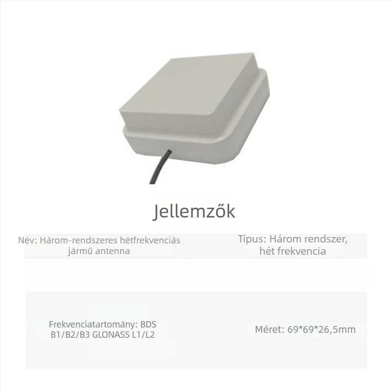 RTK GPS antenna külső járműre szerelt GNSS navigációhoz, nagy pontosságú, jobbkezes körpolarizáció, SWR legfeljebb 2.0