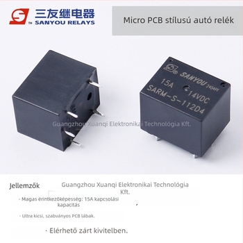 SARM-S sorozatú duáltekercs relé, 5V/12V, SPDT, 15A, 14VDC, 5 tűs