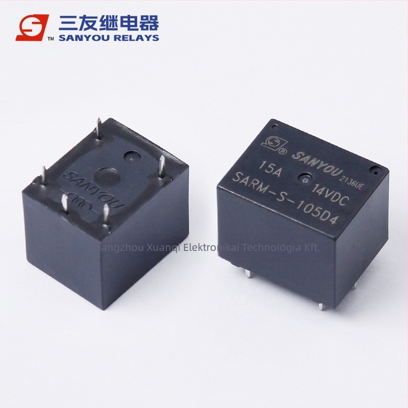 SARM-S sorozatú duáltekercs relé, 5V/12V, SPDT, 15A, 14VDC, 5 tűs