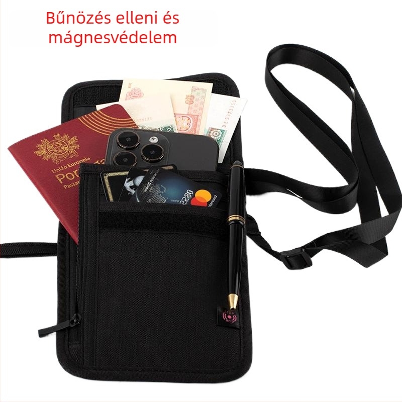 Nylon útlevél-tartó lopás elleni védelemmel, csalás elleni védelemmel, vízálló, kártyatartó rekeszek