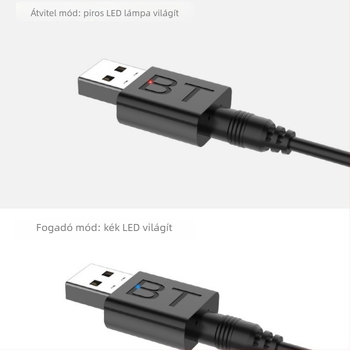 Autó Bluetooth vevő- és adó, USB és AUX kettős hangkimenet, BT 660 modell, 5V tápegység