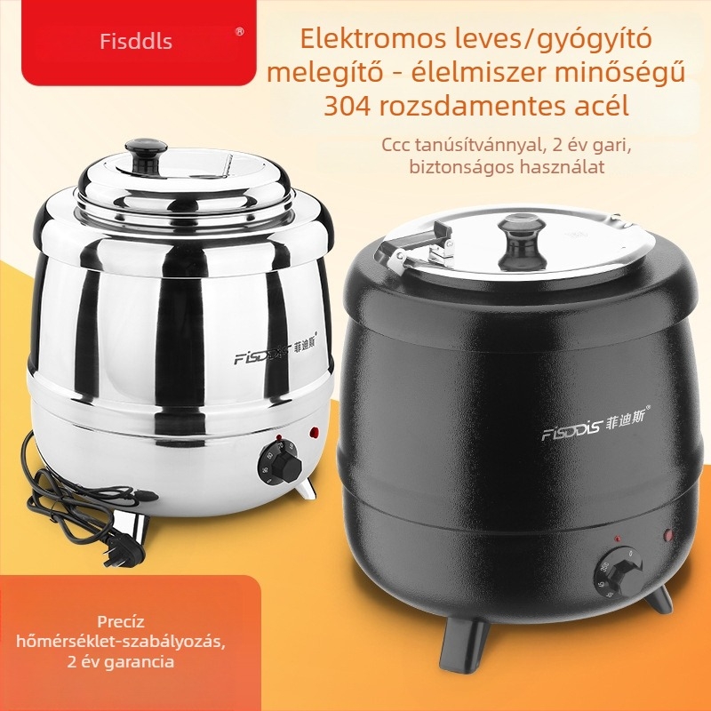10L-es elektromos levesmelegítő büfé berendezéshez, szigetelt önkiszolgáló leveses üst hotelkonyhákhoz