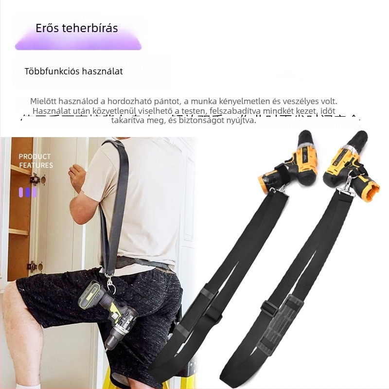 Állítható nylon vállheveder háztartási elektromos fúróhoz, crossbody-stílusú hátizsákpánt — Easy buckle