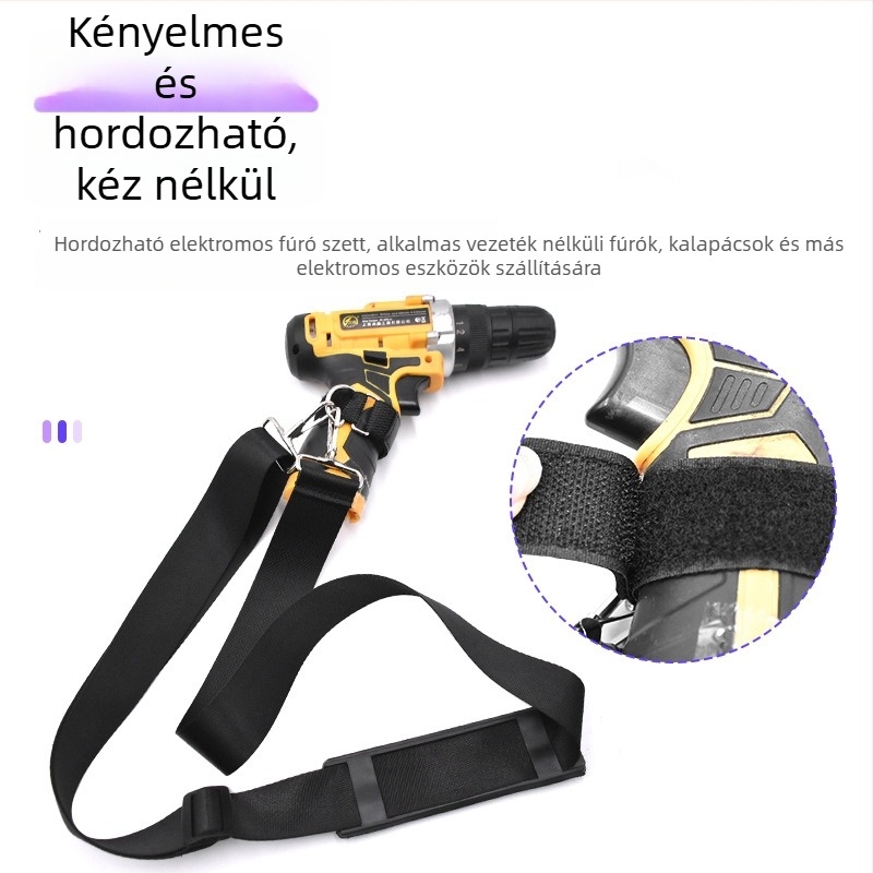 Állítható nylon vállheveder háztartási elektromos fúróhoz, crossbody-stílusú hátizsákpánt — Easy buckle