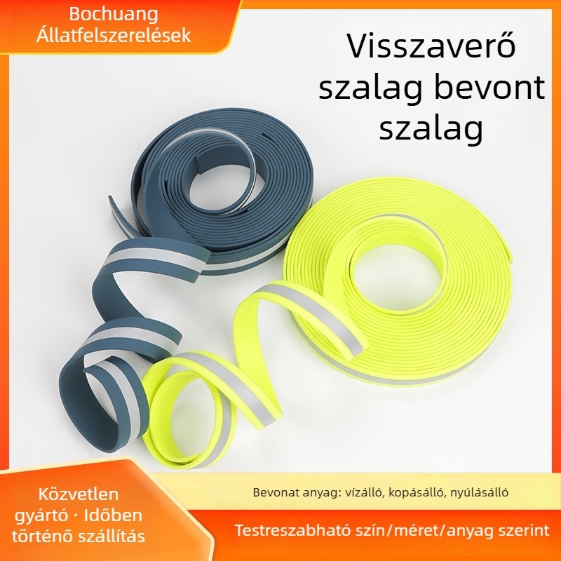 Kutyapóráz és nyakörv webbing PVC bevonattal; világító, vízálló és fényvisszaverő csík