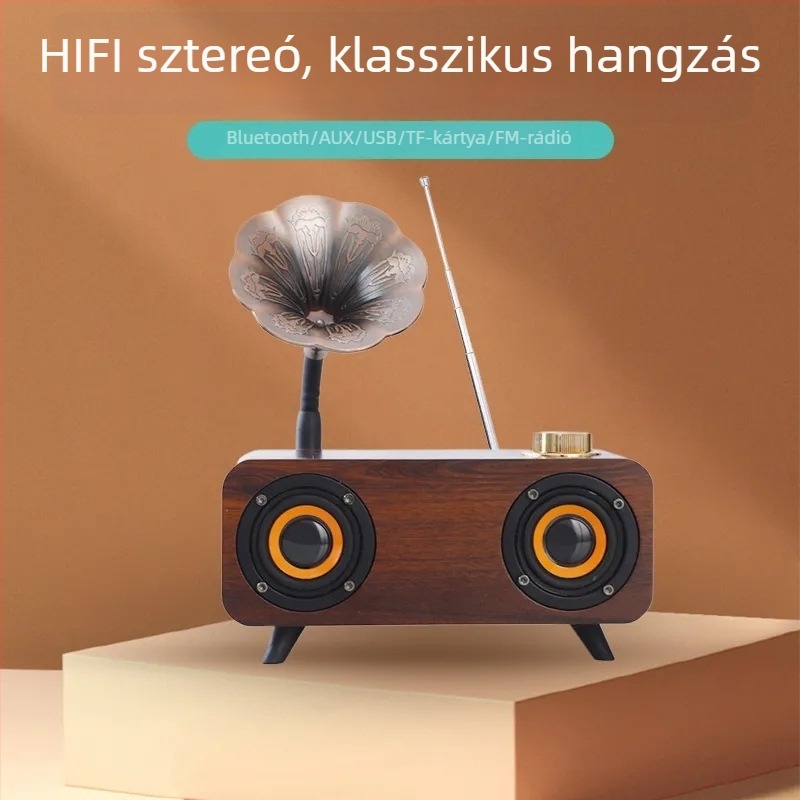 Retro Bluetooth hangszóró, 2 hangszóró, IPX7 vízálló, Bluetooth 5.0, 20W, beépített 1000-1200mAh akkumulátor