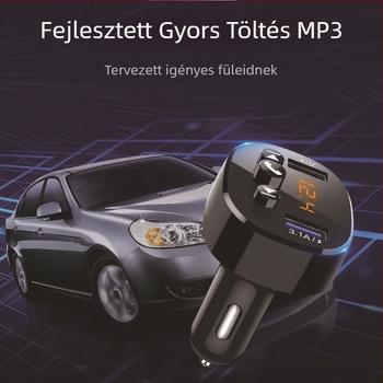 Többfunkciós autóba szánt Bluetooth MP3 lejátszó FM-vevővel és USB-vel, HC-372 modell, 12V, memória nélküli